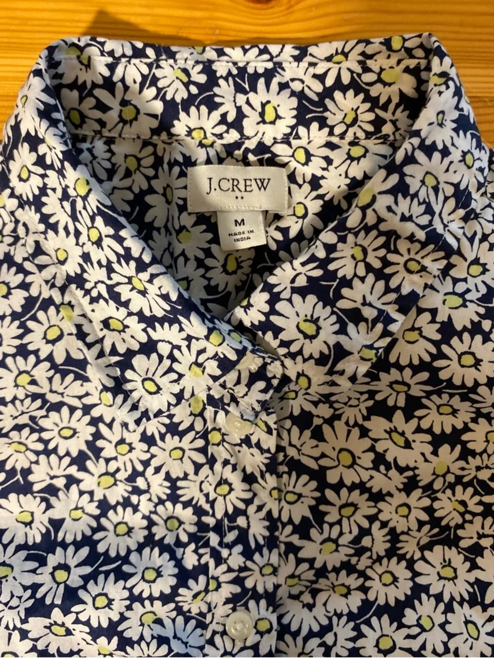 J. Crew Women's Sleeveless Daisy Cotton Poplin Shirt Antique Navy Size Medium